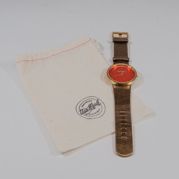 Tokyobay Orange Metallic faced Boyfriend style watch with Bronze metallic band - Picture 1 of 4